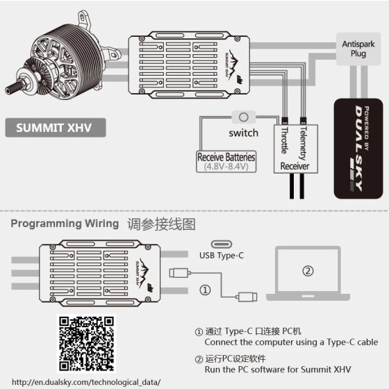 Dualsky SUMMIT 180XHV 220XHV High Voltage Electronic Speed Controller Airplane UAV Fixed Wing Helicopter VTOL Motor Controller